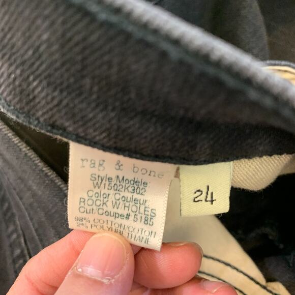 Rag & Bone Jeans Womens 24 Denim Rock with Holes Distressed Knee Mid Rise Skinny - Picture 7 of 13